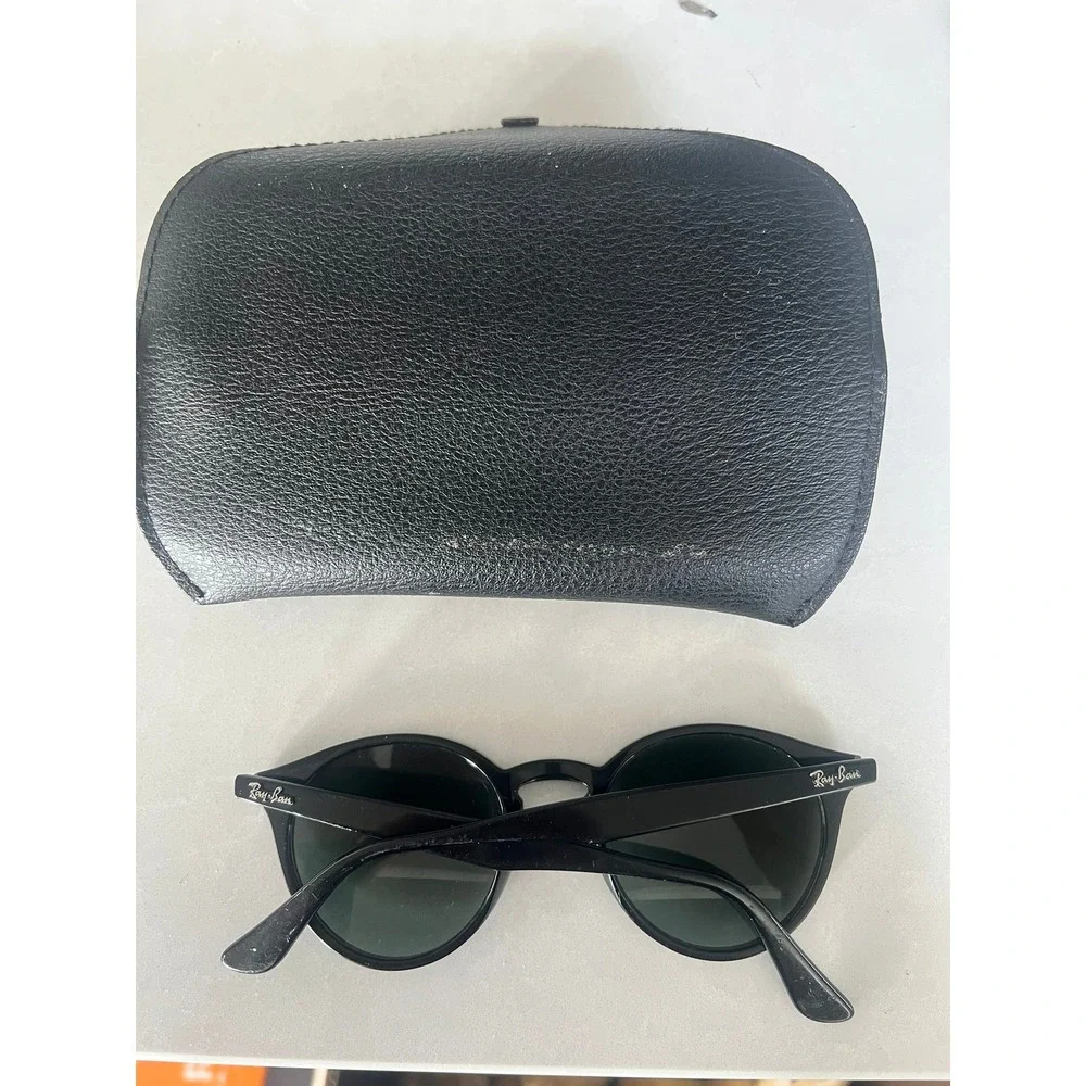 Ray-Ban RB2180 Round Sunglasses Black Green G-15 Lenses with Case Mens Womens